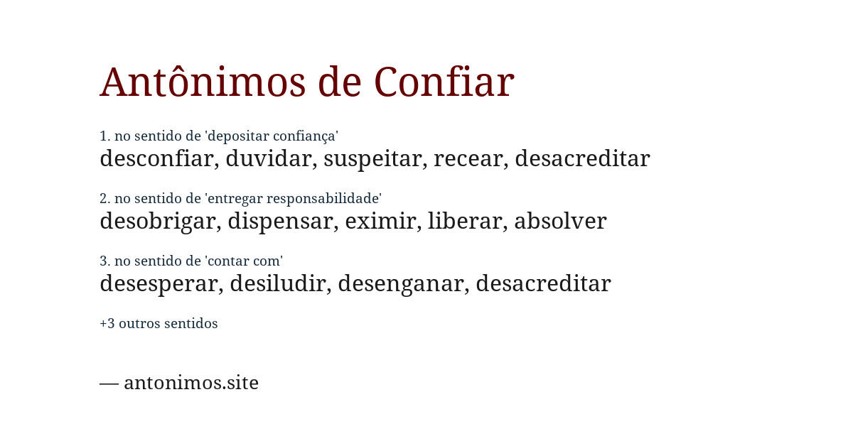 Antônimo de confiar