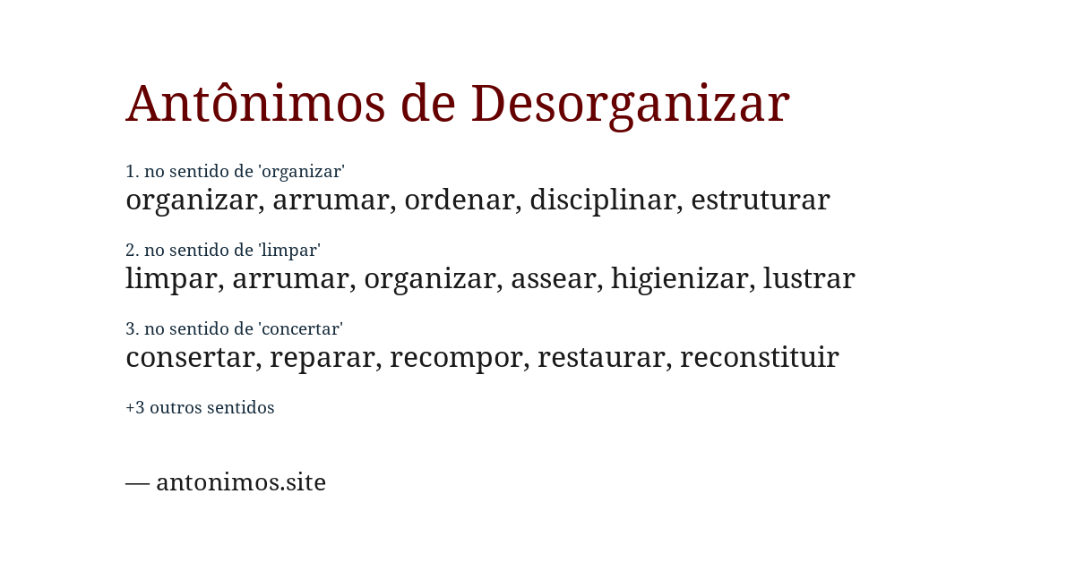 Antônimo de desorganizar