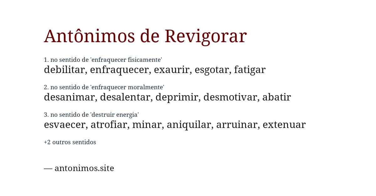 Antônimo de revigorar