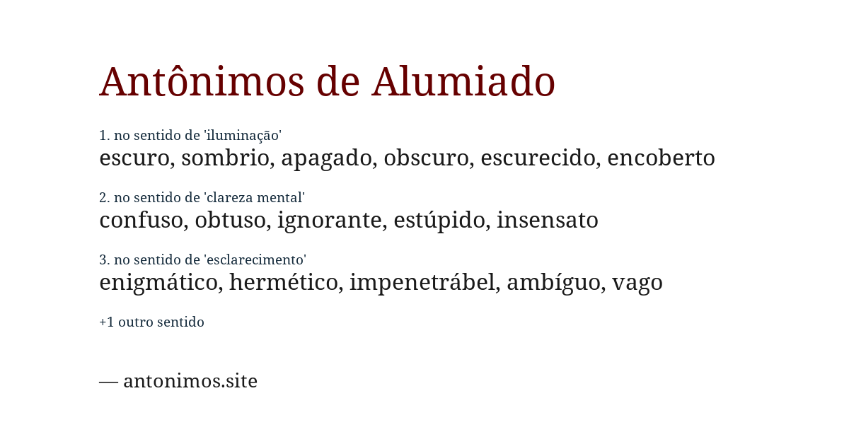 Antônimo de alumiado