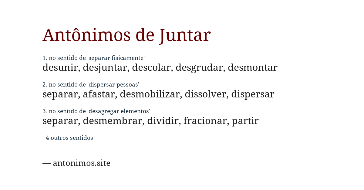 Antônimo de juntar