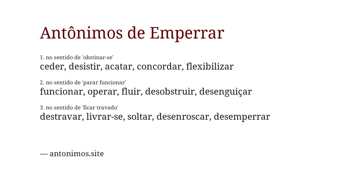 Antônimo de emperrar