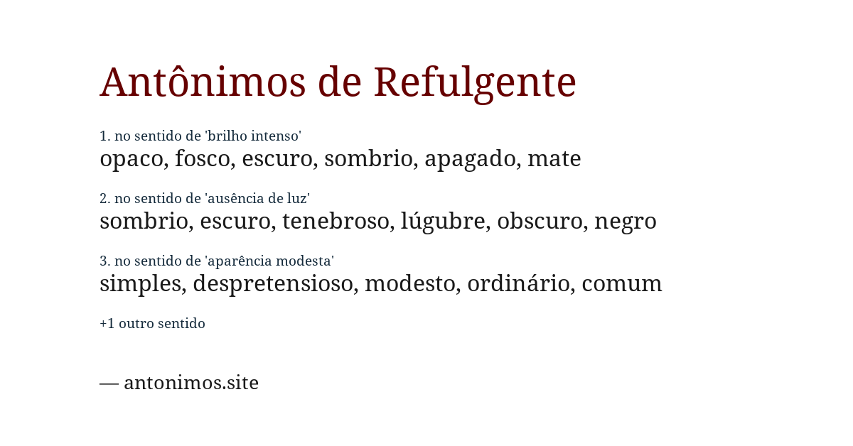 Antônimo de refulgente