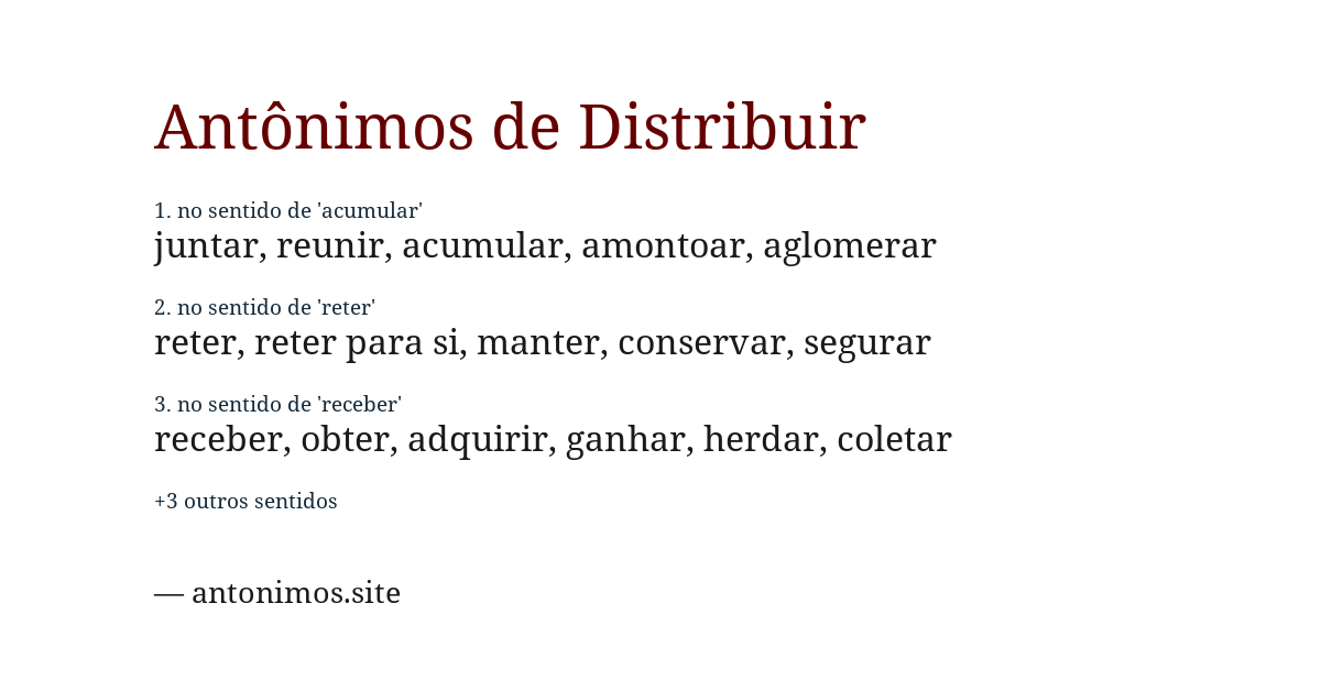 Antônimo de distribuir