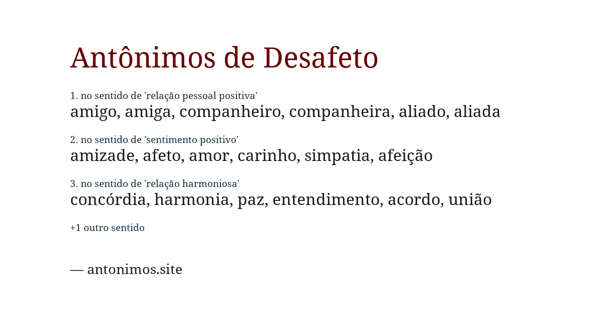 Antônimo de desafeto