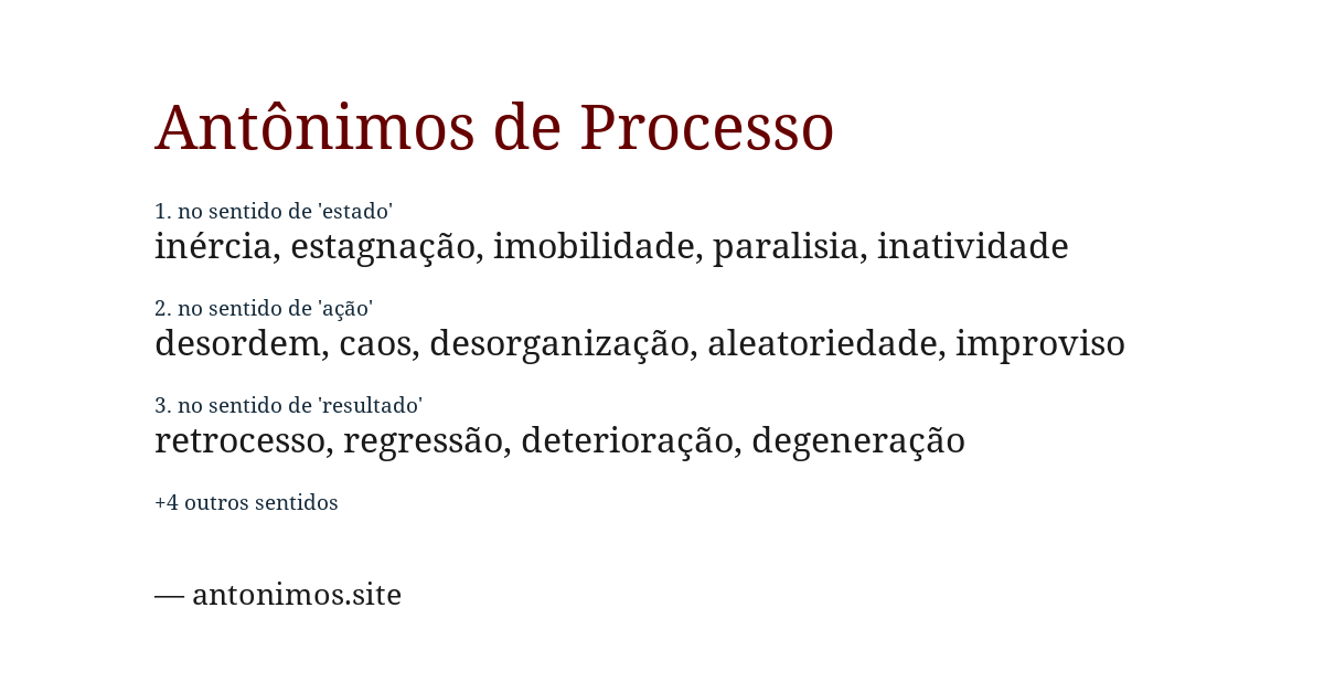 Antônimo de processo