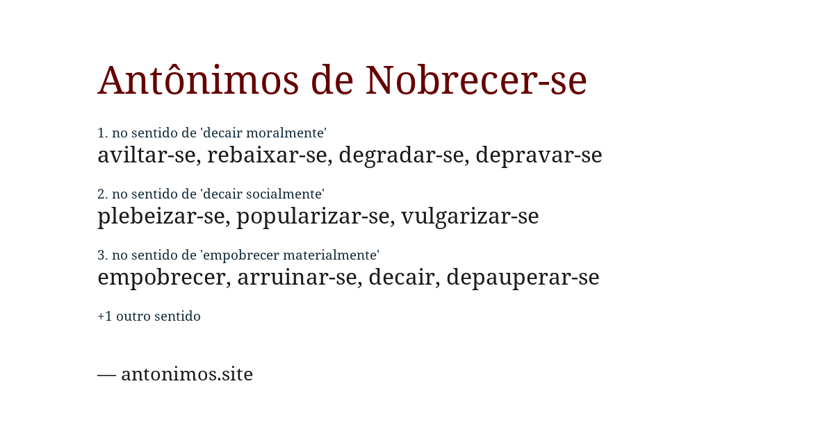 Antônimo de nobrecer-se