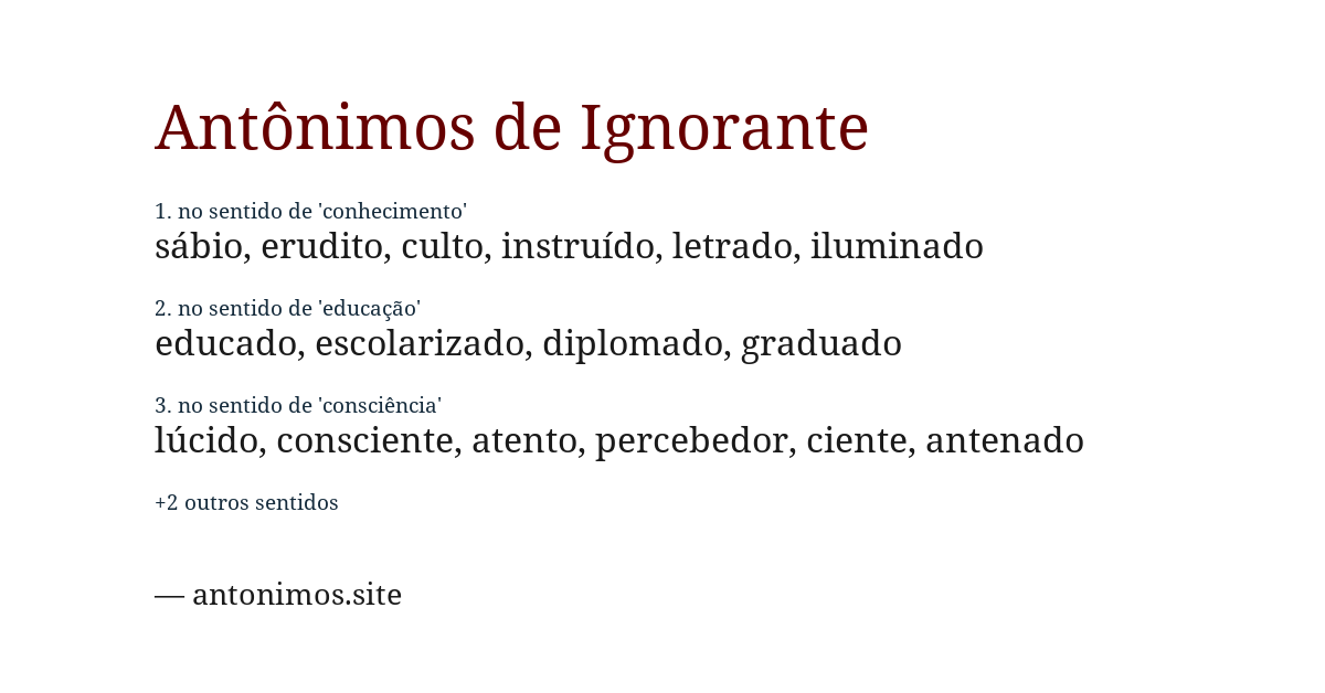 Antônimo de ignorante
