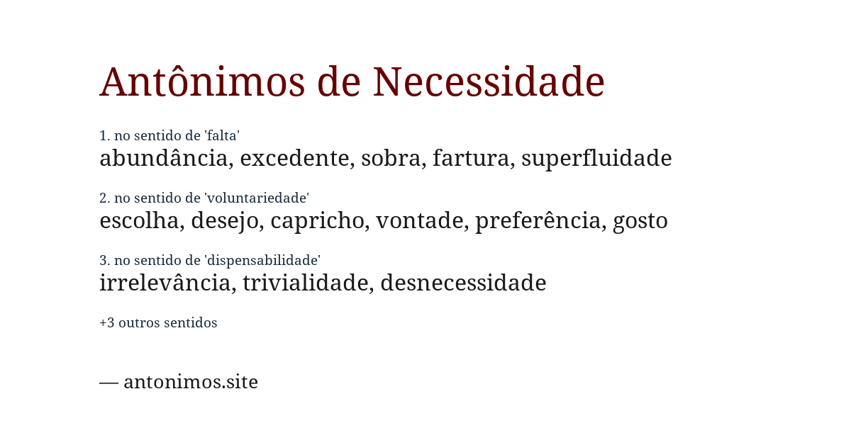 Antônimo de necessidade