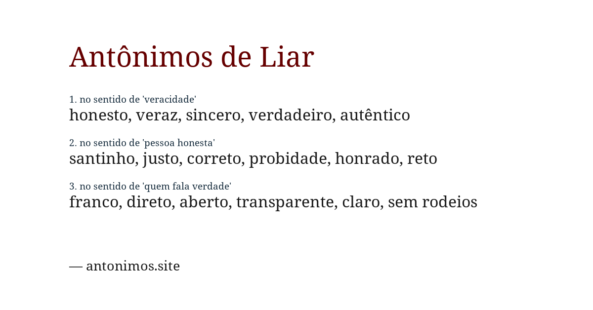 Antônimo de liar