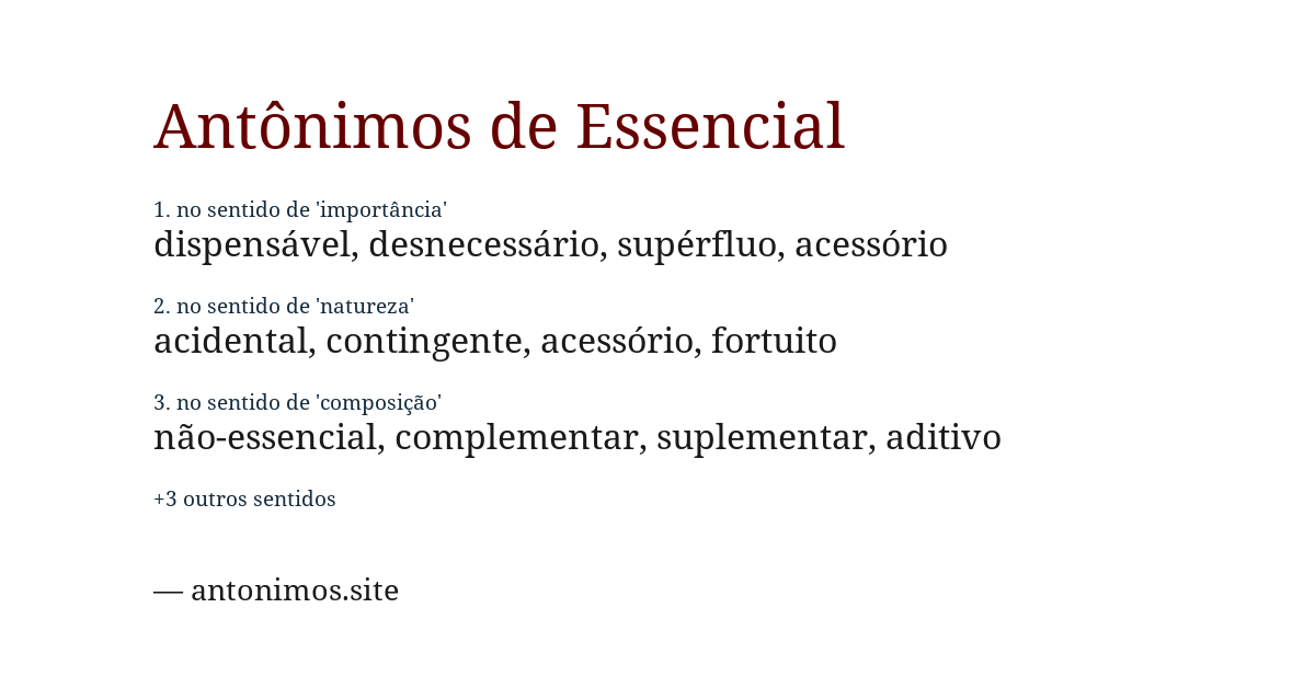 Antônimo de essencial