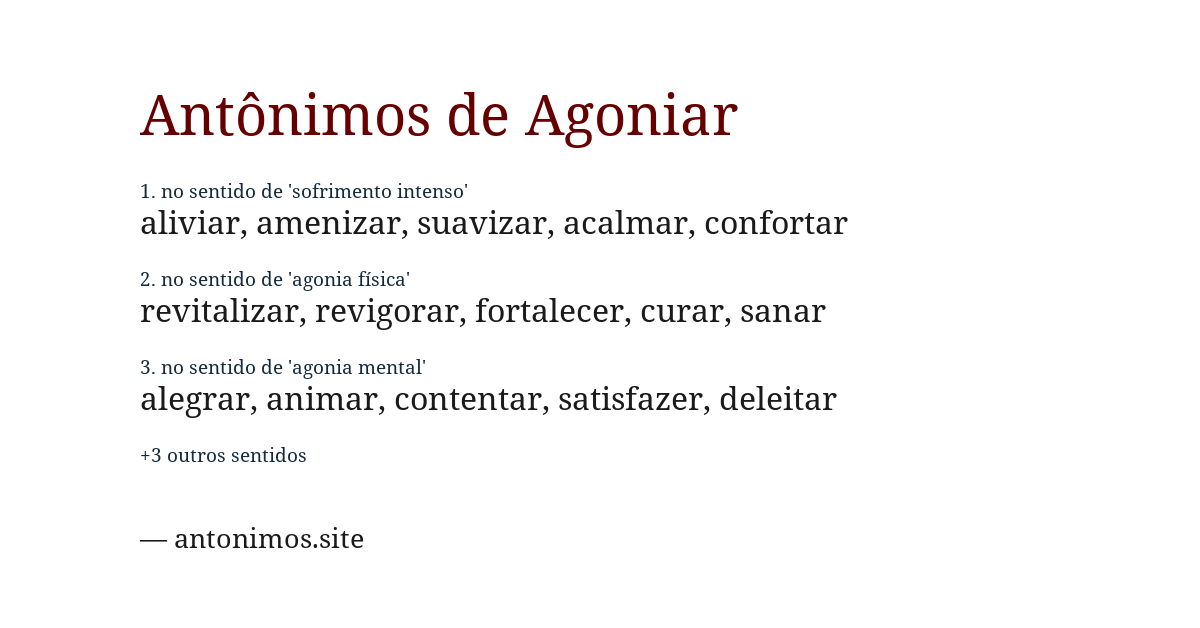 Antônimo de agoniar
