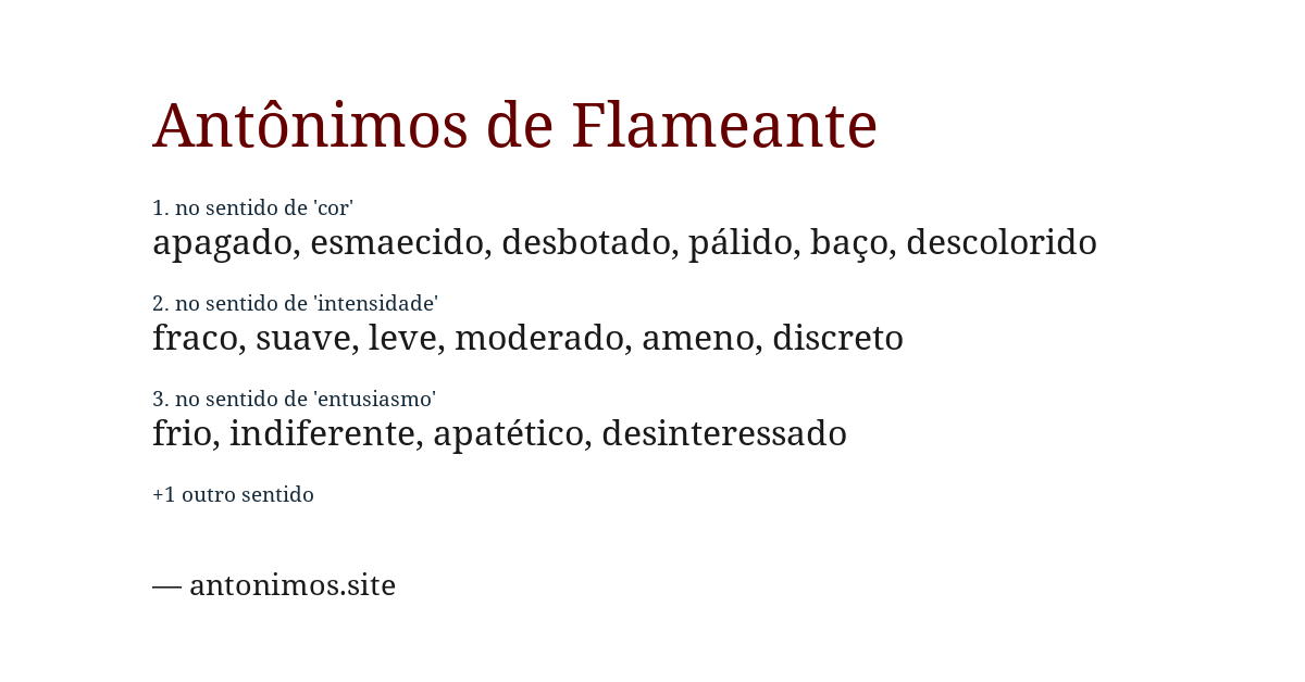 Antônimo de flameante