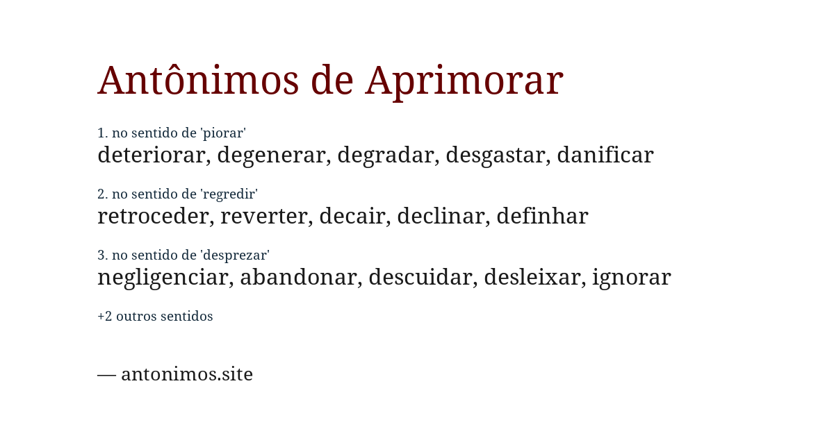 Antônimo de aprimorar
