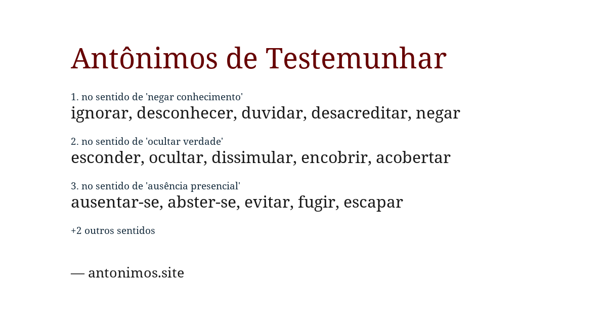 Antônimo de testemunhar