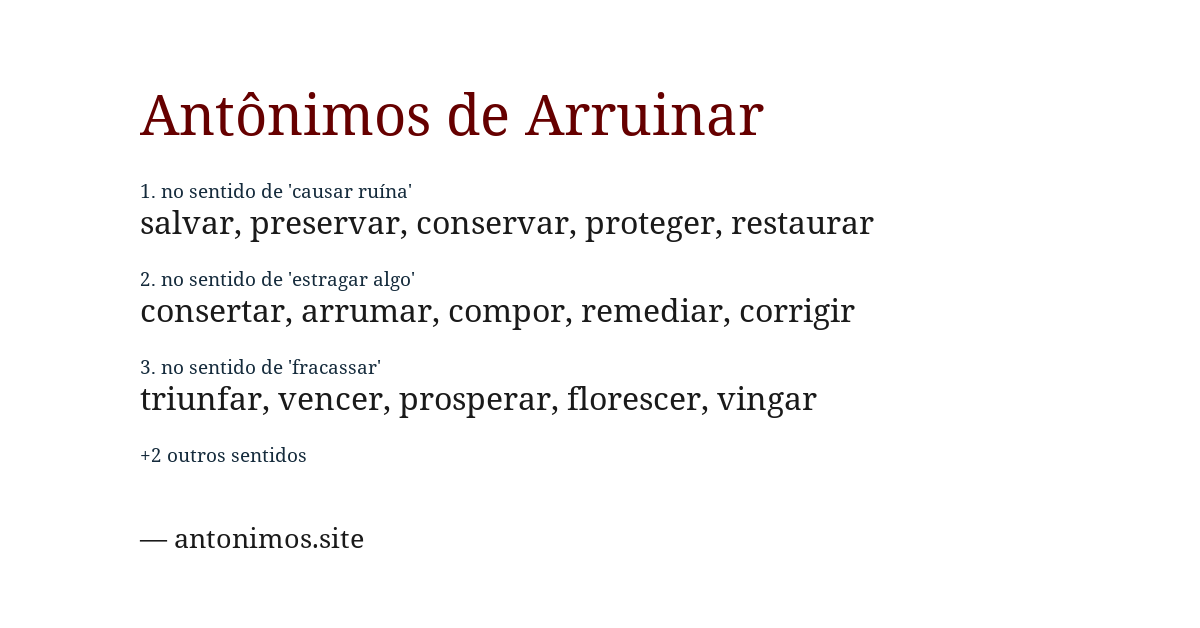 Antônimo de arruinar