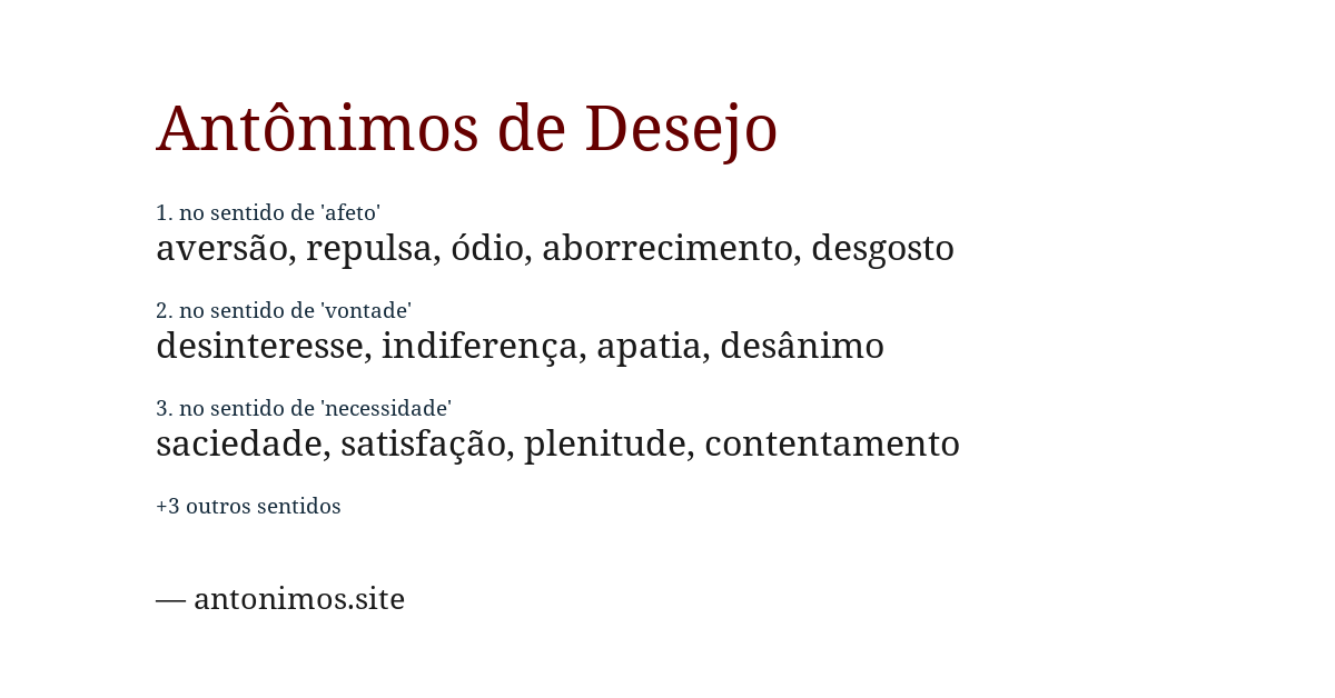 Antônimo de desejo