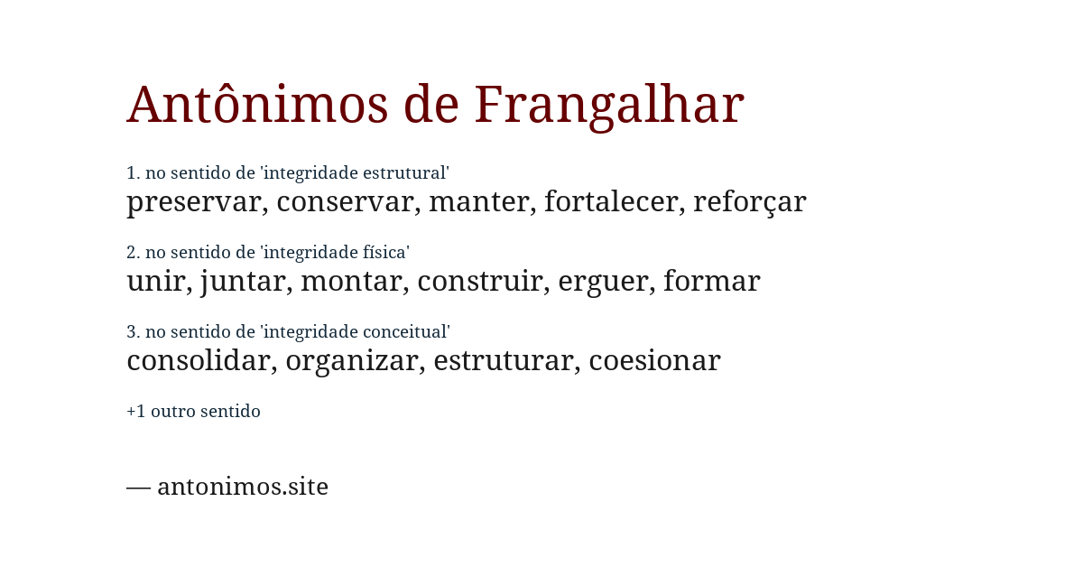 Antônimo de frangalhar