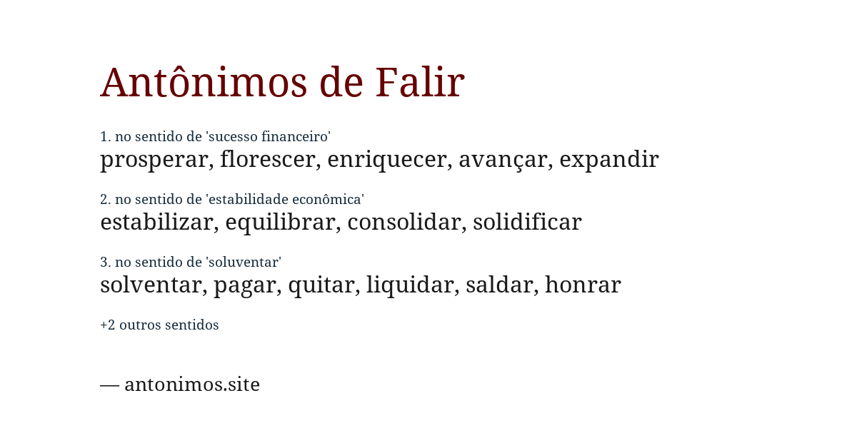 Antônimo de falir