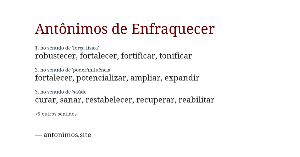 Antônimo de enfraquecer