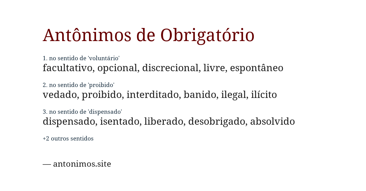 Antônimo de obrigatório