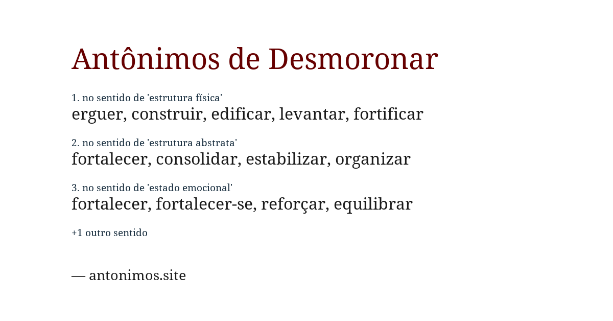 Antônimo de desmoronar
