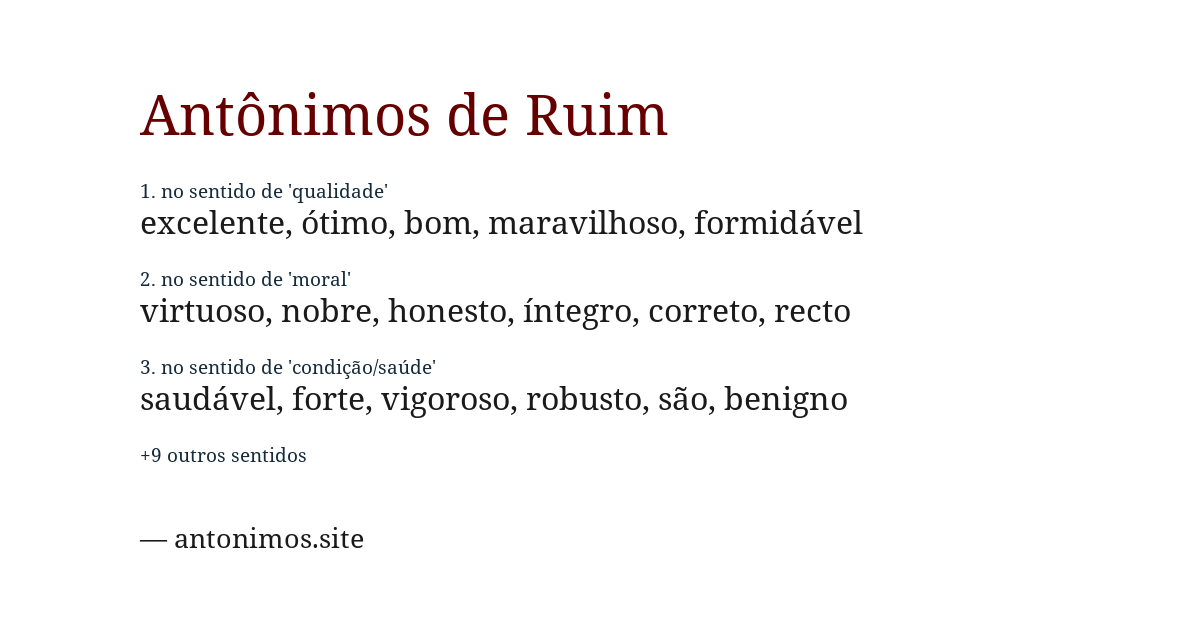 Antônimo de ruim