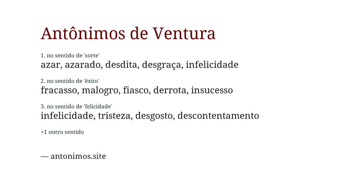 Antônimo de ventura