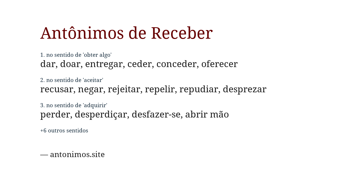 Antônimo de receber