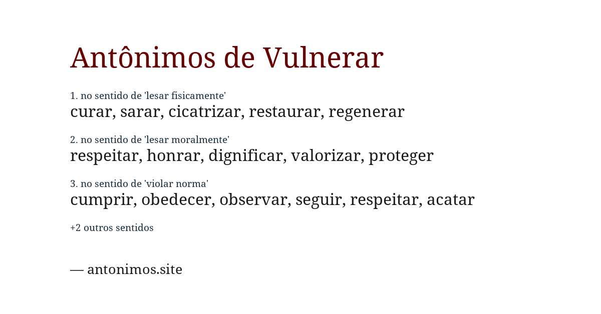 Antônimo de vulnerar