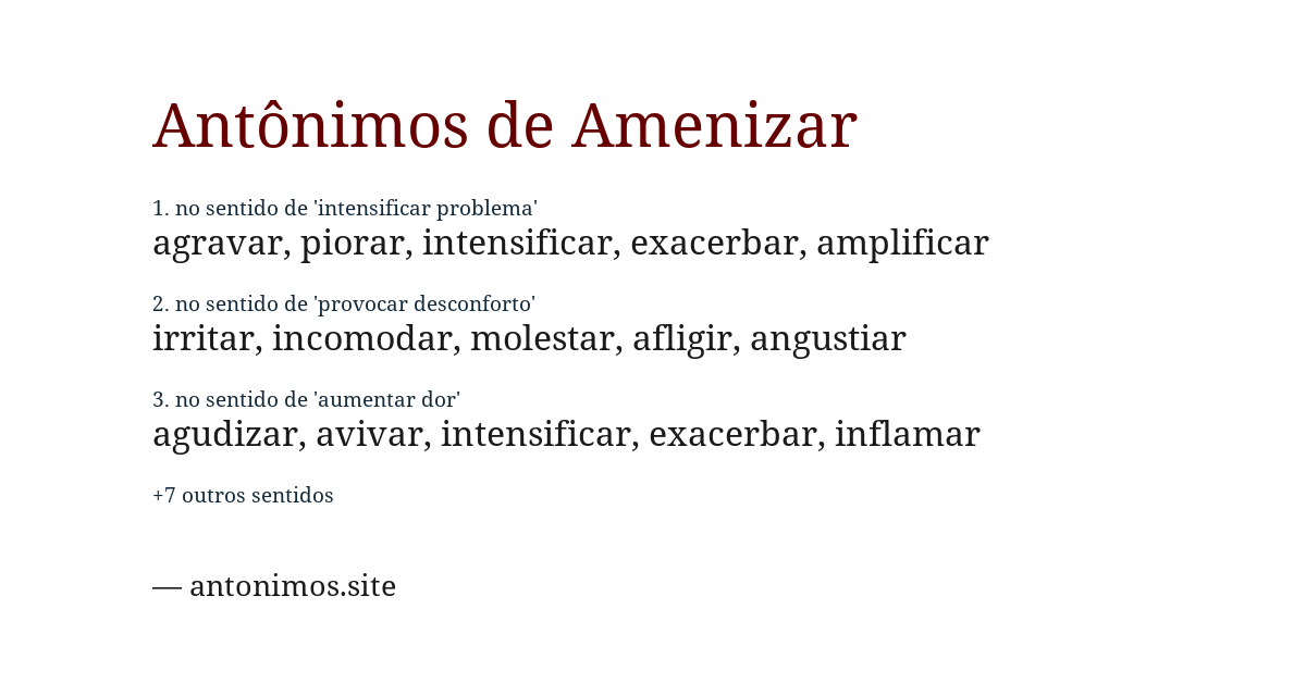 Antônimo de amenizar