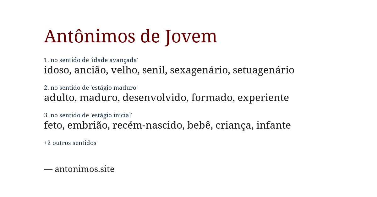 Antônimo de jovem
