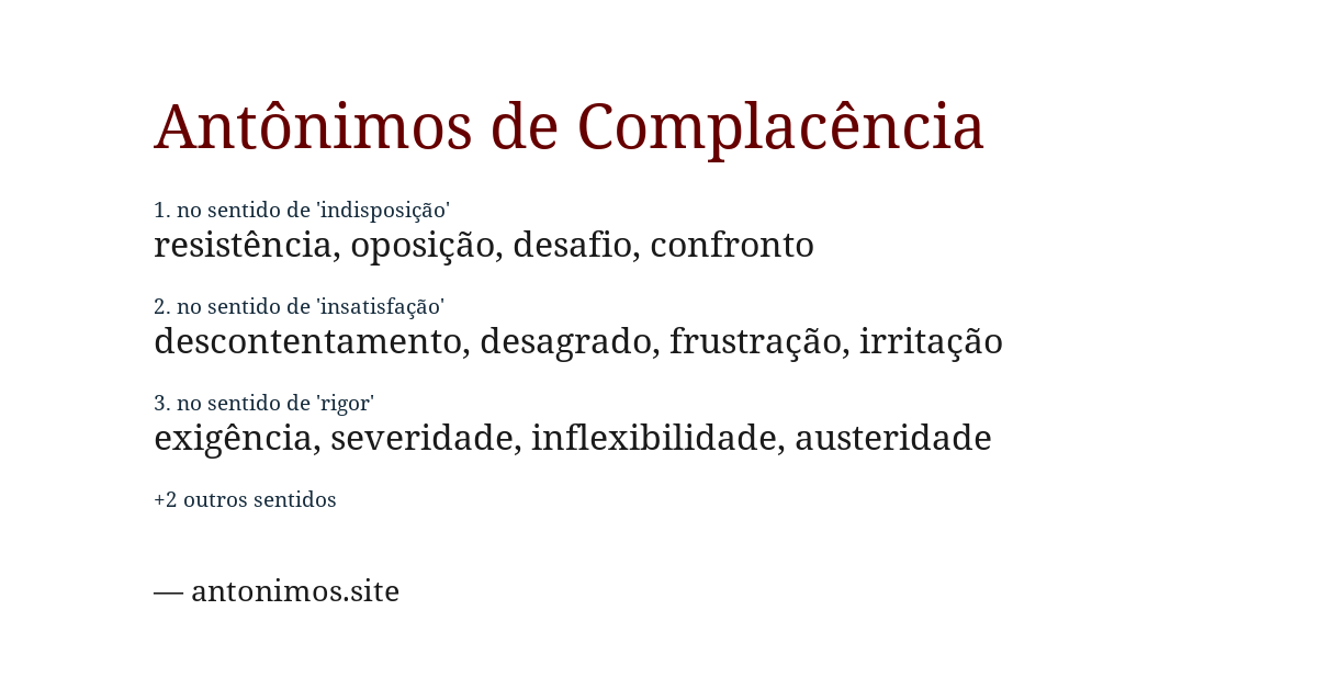 Antônimo de complacência