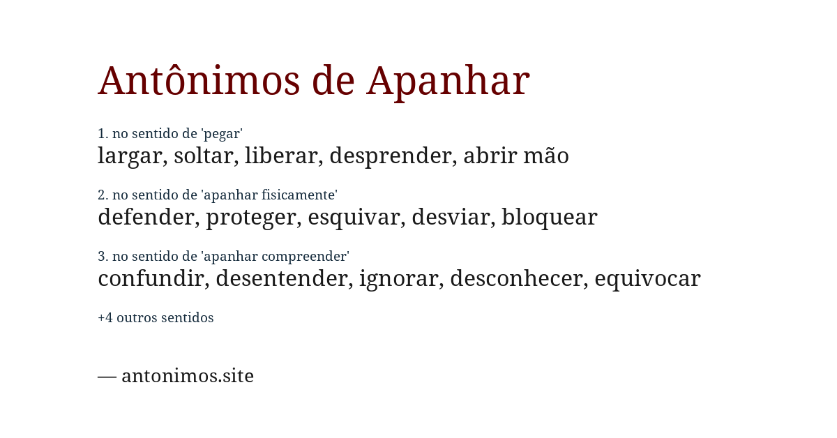Antônimo de apanhar