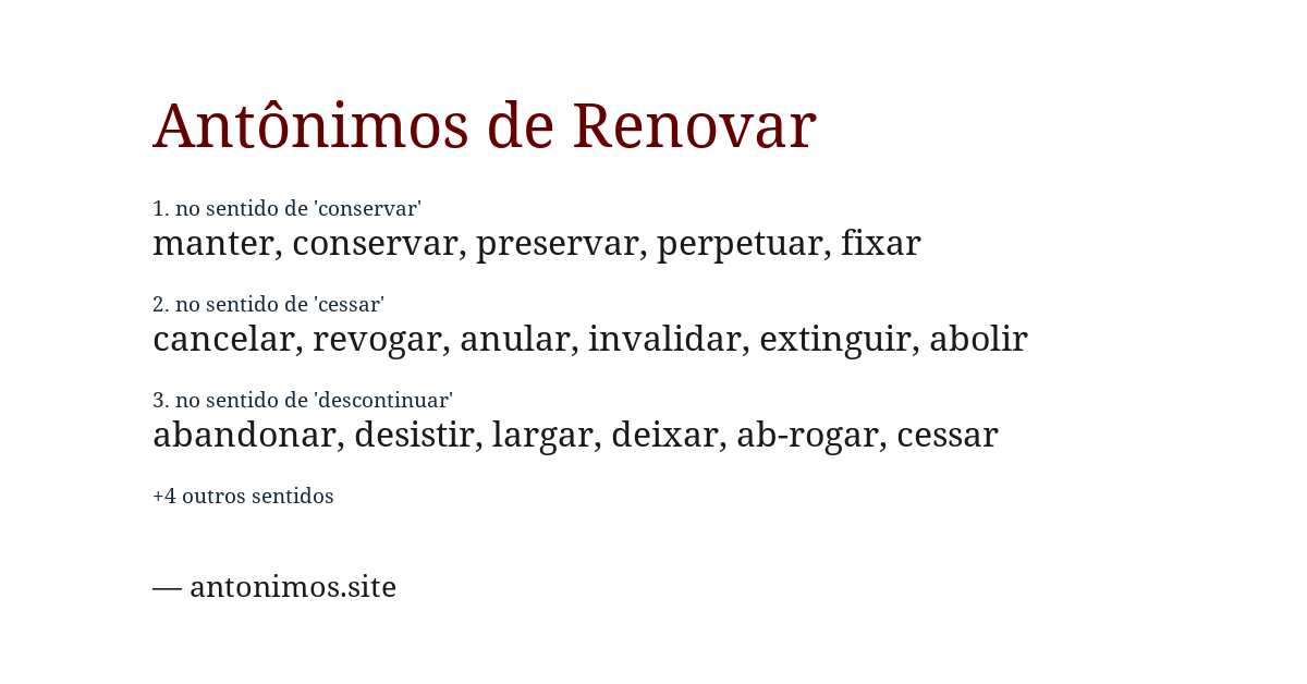 Antônimo de renovar