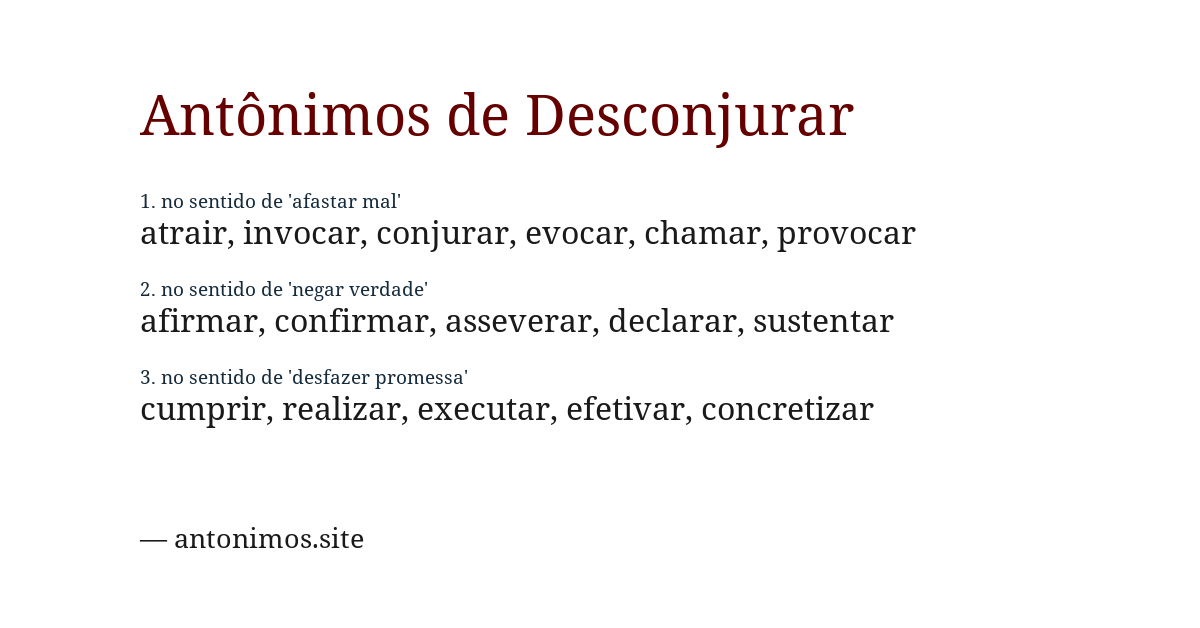 Antônimo de desconjurar