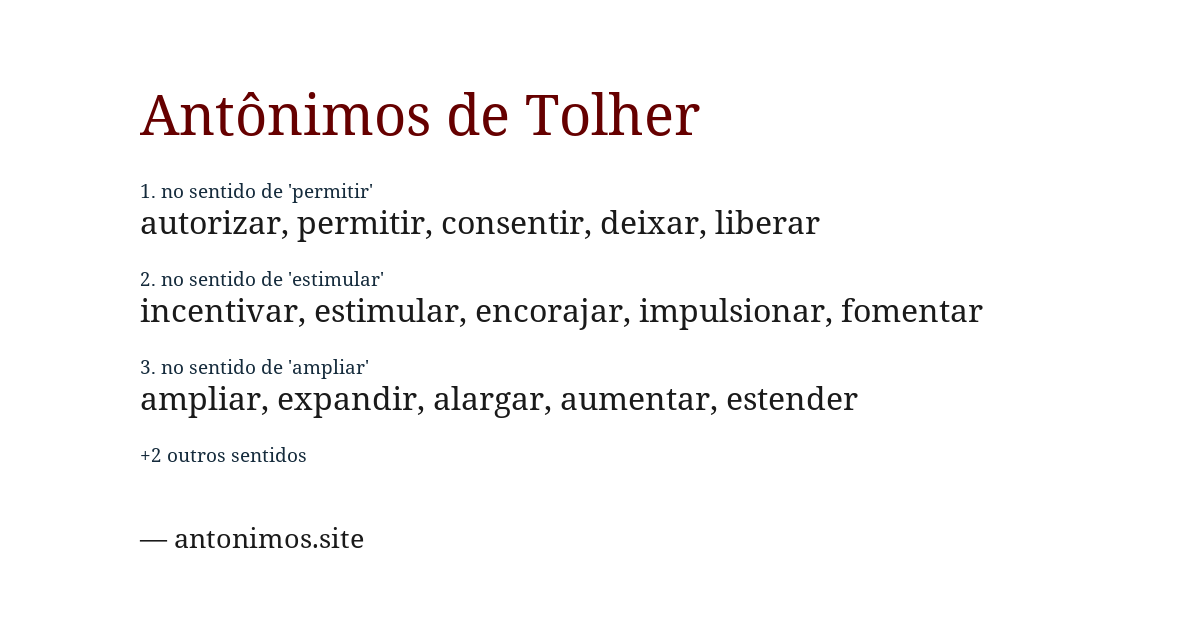 Antônimo de tolher