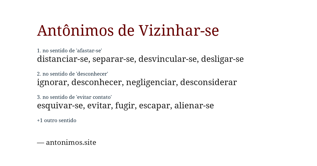 Antônimo de vizinhar-se