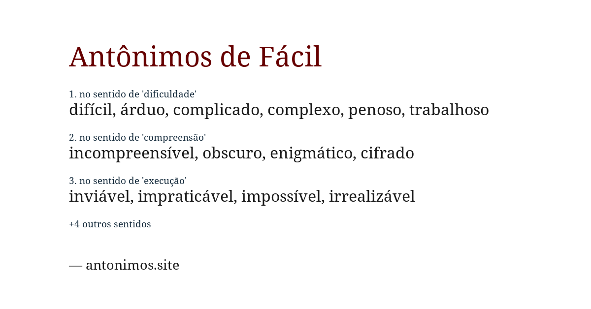 Antônimo de fácil