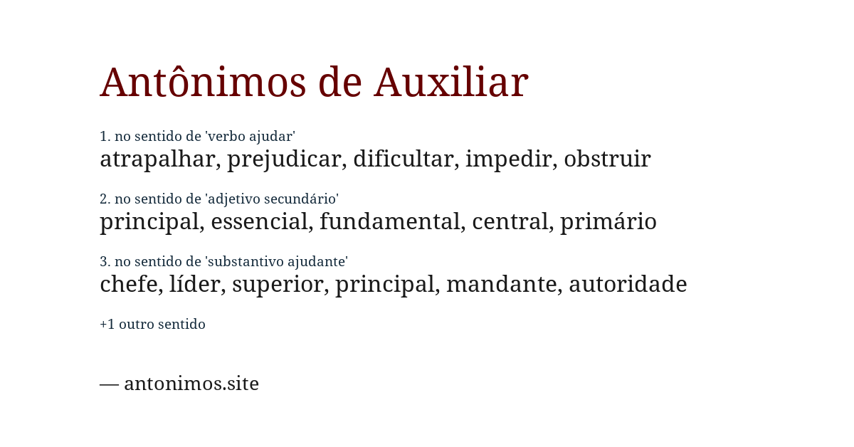 Antônimo de auxiliar