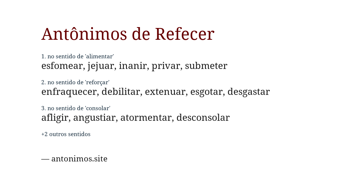 Antônimo de refecer