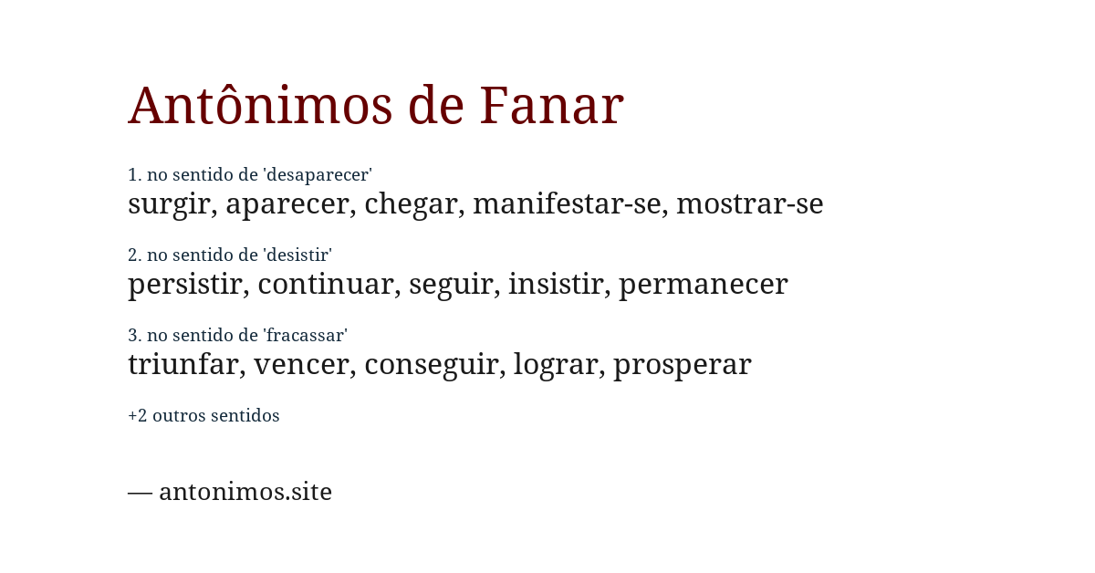 Antônimo de fanar