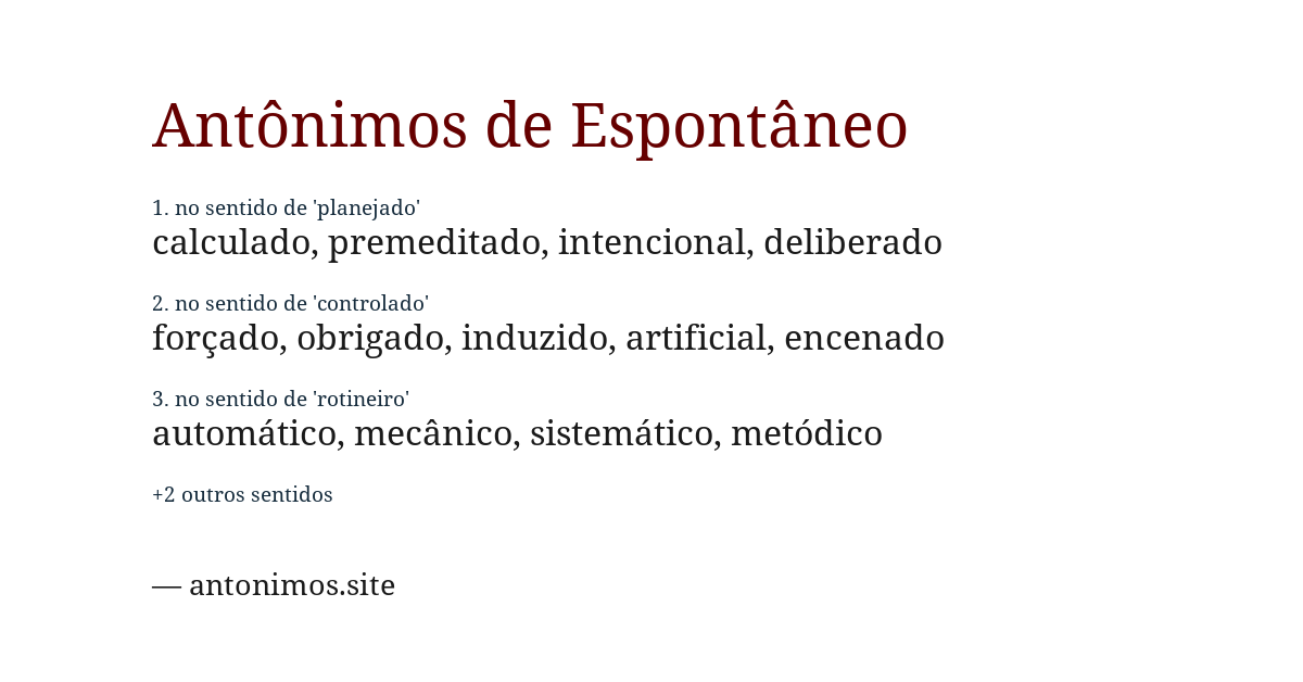 Antônimo de espontâneo