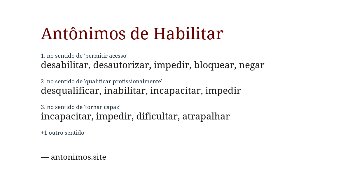 Antônimo de habilitar