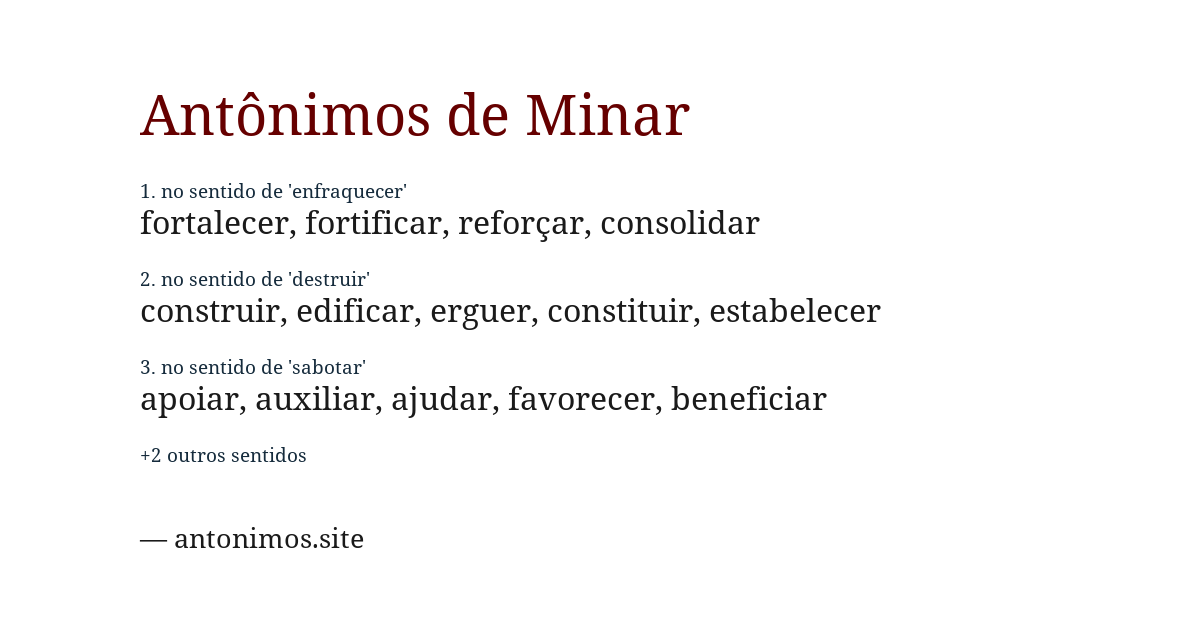 Antônimo de minar