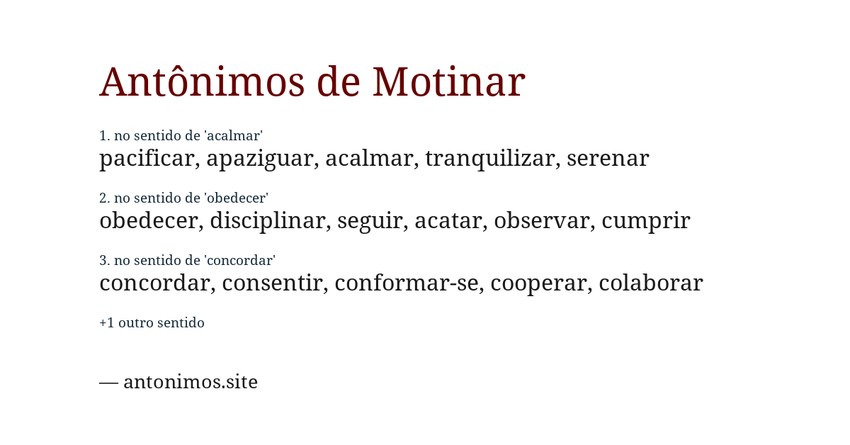 Antônimo de motinar