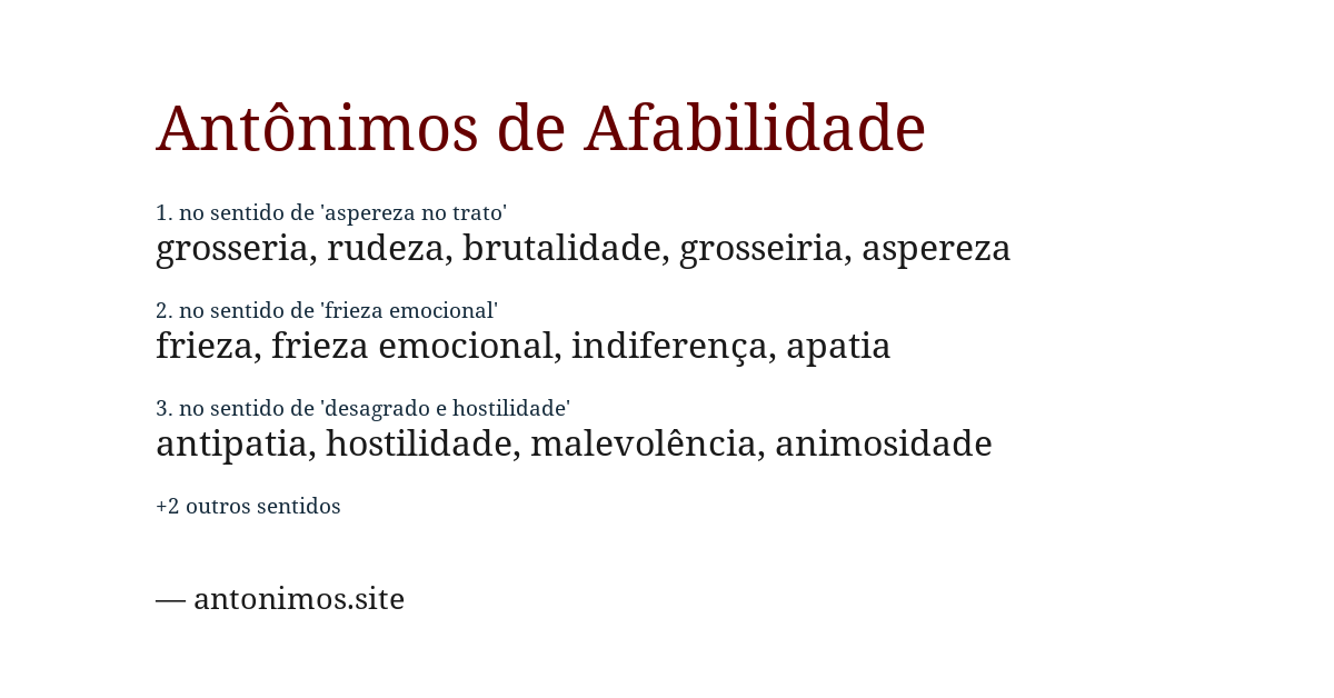 Antônimo de afabilidade