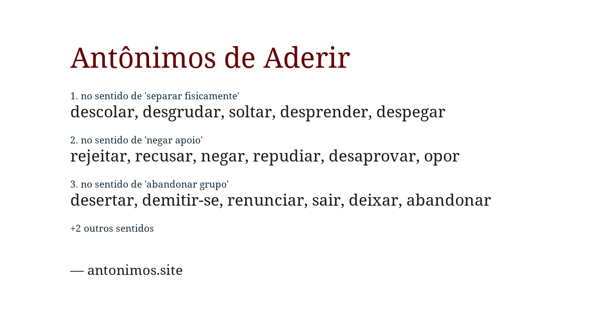 Antônimo de aderir