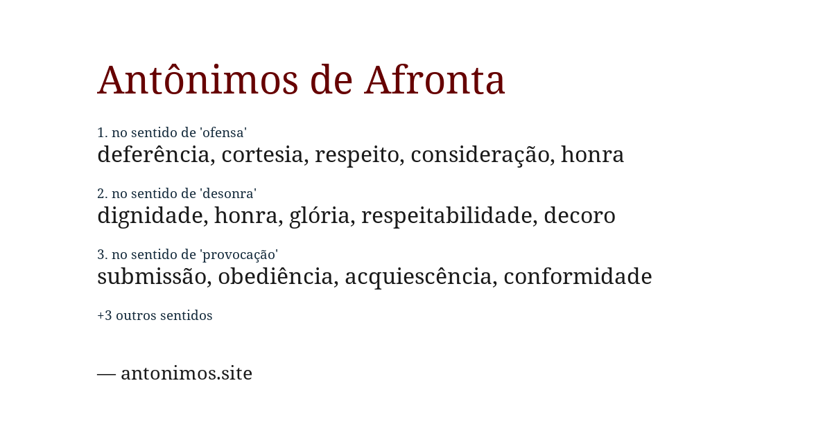 Antônimo de afronta