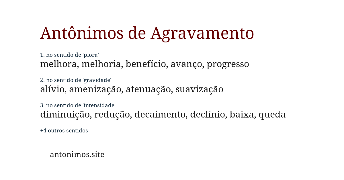 Antônimo de agravamento